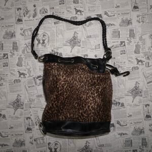 Vintage Y2K leopard cheetah print 2000s Patricia Nash purse